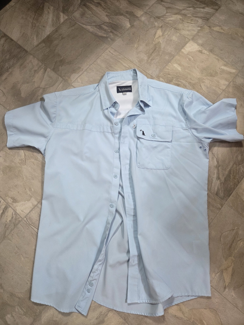 Local Boy Outfitters Light Blue Men's Short-Sleeve  Fishing Button-Up Shirt